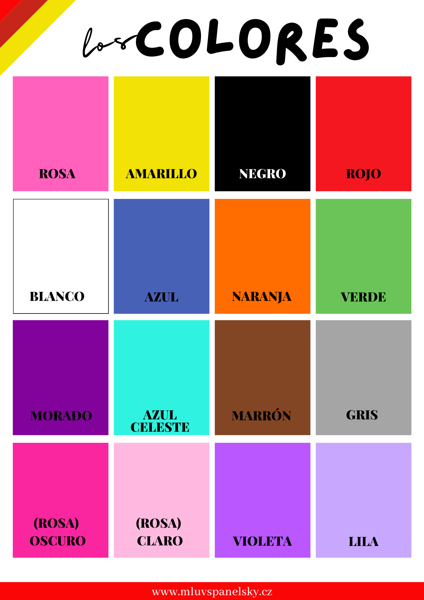 barvy ve španělštině