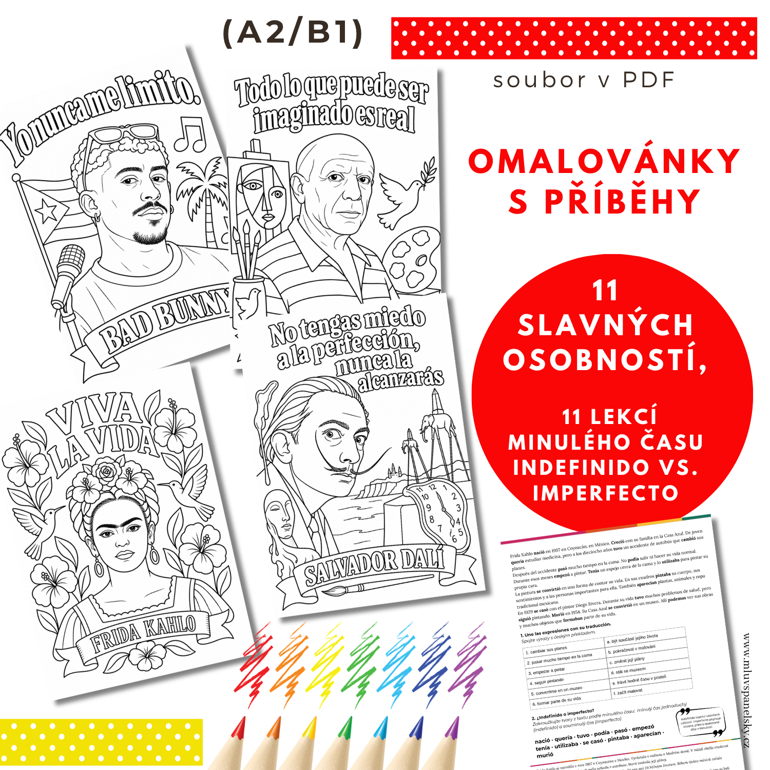 Omalovánky s příběhy – 11 slavných osobností, 11 lekcí minulého času